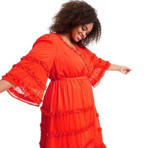 Designer ALEXIS Angel Sleeve Tiered Ruffle Dress